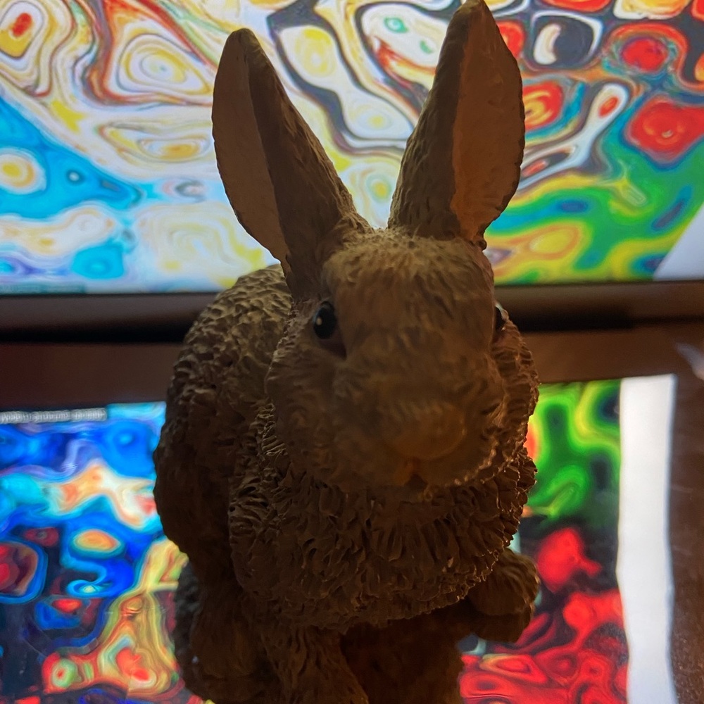 small fake realistic gray bunny decorative item